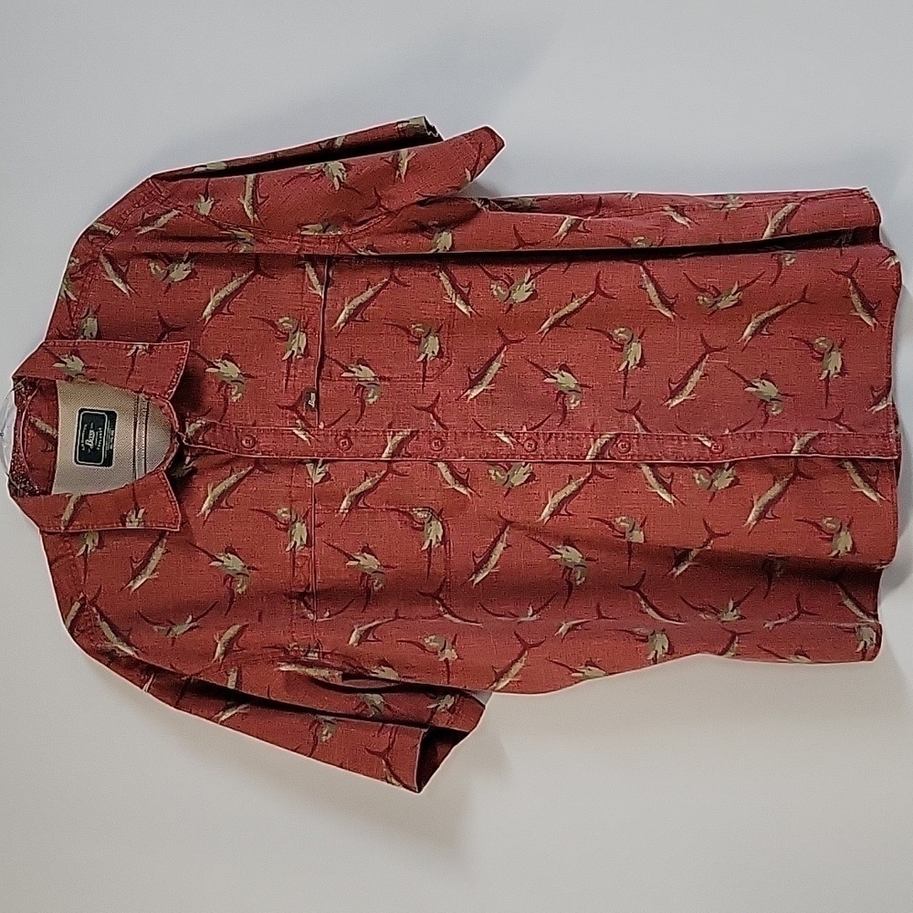 G. H. Bass & Co., Swordfish Fishing Patterned Short-Sleeve Button-Down, Sz XXL